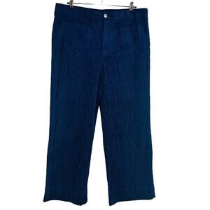 Habitat Womans 16 Corduroy Pants Blue Pockets Wide Leg Texture Pockets